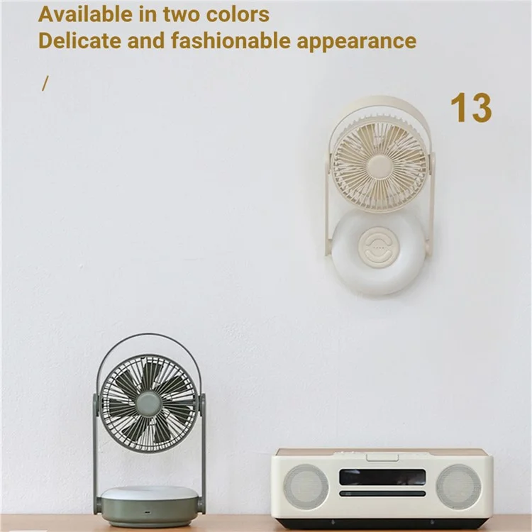 F62 Fante Wall Wall Appeding Fan Hanging Summer Cooler Desktop Fan Caring Con Funzione di Luce Notturna - Verde