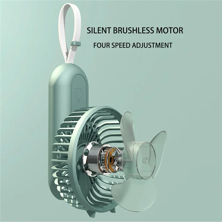 Ventilateur portable F30 rotatif à moteur sans balais, 4 vitesses, USB rechargeable - Blanc
