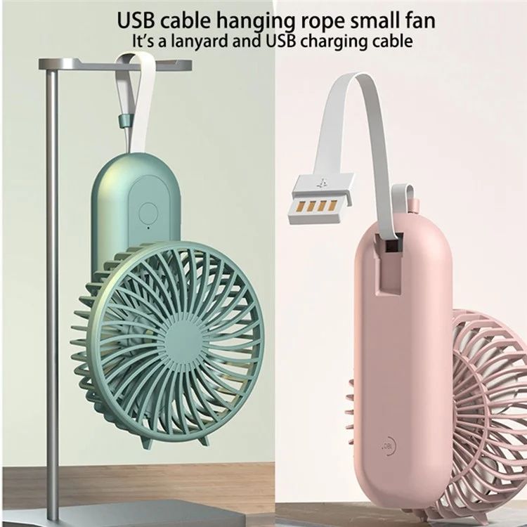 Ventilateur portable F30 rotatif à moteur sans balais, 4 vitesses, USB rechargeable - Blanc