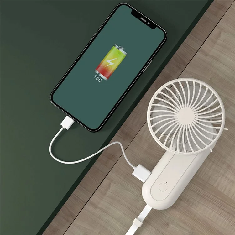 Ventilateur portable F30 rotatif à moteur sans balais, 4 vitesses, USB rechargeable - Blanc