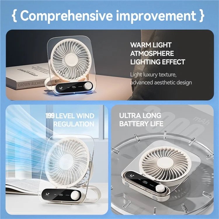 Ventilador de escritorio JF136 de ángulo amplio Potente flujo de aire Ventilador de escritorio colgante portátil - Rosa