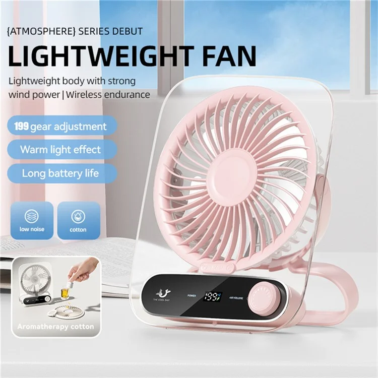 Ventilador de escritorio JF136 de ángulo amplio Potente flujo de aire Ventilador de escritorio colgante portátil - Rosa