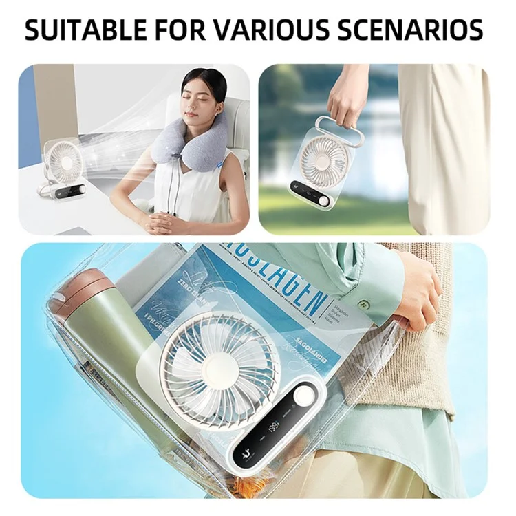 Ventilador de escritorio JF136 de ángulo amplio Potente flujo de aire Ventilador de escritorio colgante portátil - Rosa
