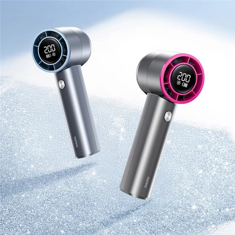 REMAX RS-SF11 Digital Display Handheld High-Speed Fan 3600mAh Battery Powered Turbo Cooling Fan - Tarnish Purple