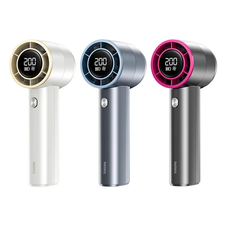 REMAX RS-SF11 Digital Display Handheld High-Speed Fan 3600mAh Battery Powered Turbo Cooling Fan - Tarnish Purple