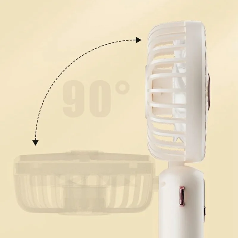 ZD01 LED Display Mini Handheld Fan 5 Speeds Adjustable Foldable Cooling Fan with Phone Holder - Pink