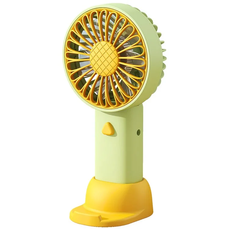 F011 Sunflower Shape Mini Desk Fan Rechargeable Portable Cooling Fan with Phone Holder - Yellow