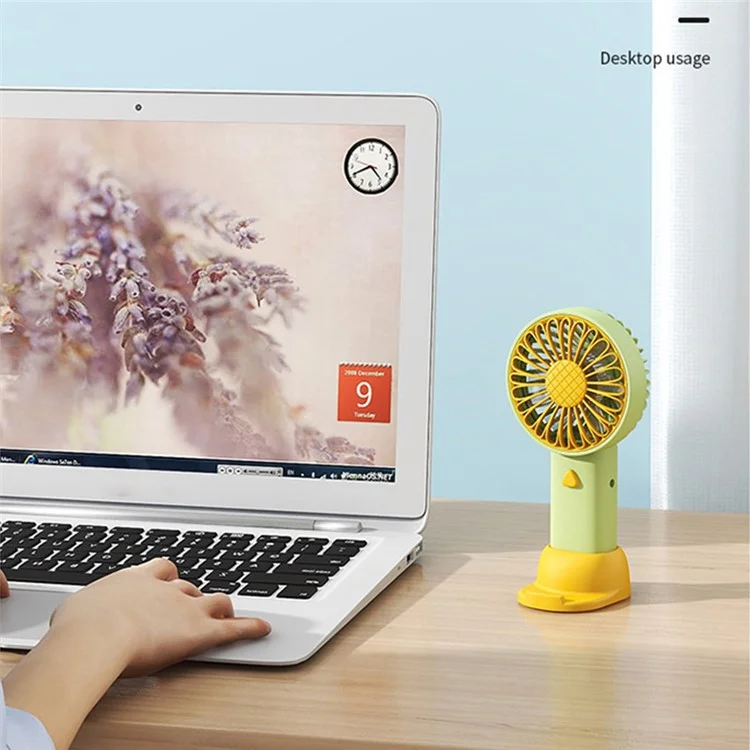 F011 Sunflower Shape Mini Desk Fan Rechargeable Portable Cooling Fan with Phone Holder - Yellow