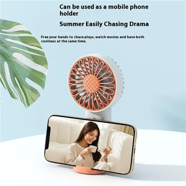 F011 Sunflower Shape Mini Desk Fan Rechargeable Portable Cooling Fan with Phone Holder - Yellow