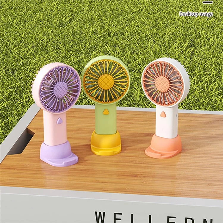 F011 Sunflower Shape Mini Desk Fan Rechargeable Portable Cooling Fan with Phone Holder - Yellow
