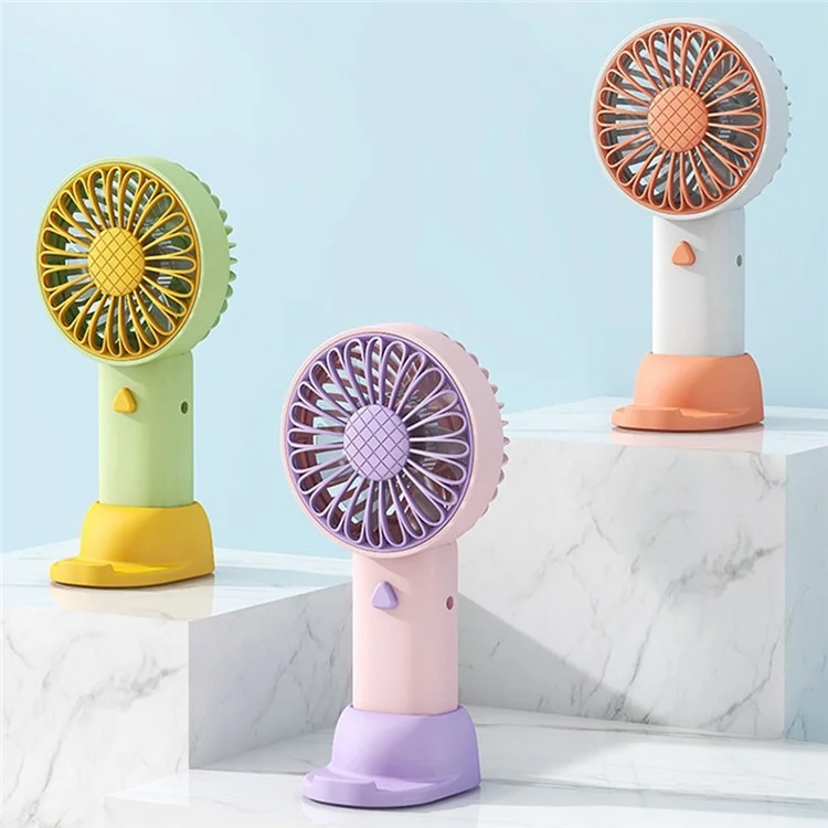 F011 Sunflower Shape Mini Desk Fan Rechargeable Portable Cooling Fan with Phone Holder - Yellow