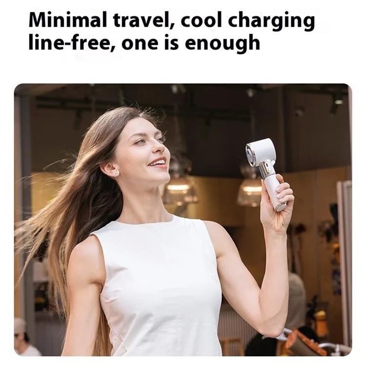 MF119 Handheld Fan with Retractable Cable Adjustable 100 Speeds USB Rechargeable Portable Cooling Fan - White