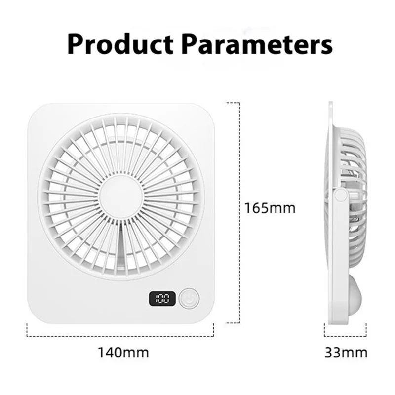 M7 Digital Display Portable Desktop Fan Ultra Thin Rechargeable Cooling Fan with Foldable Kickstand - Blue