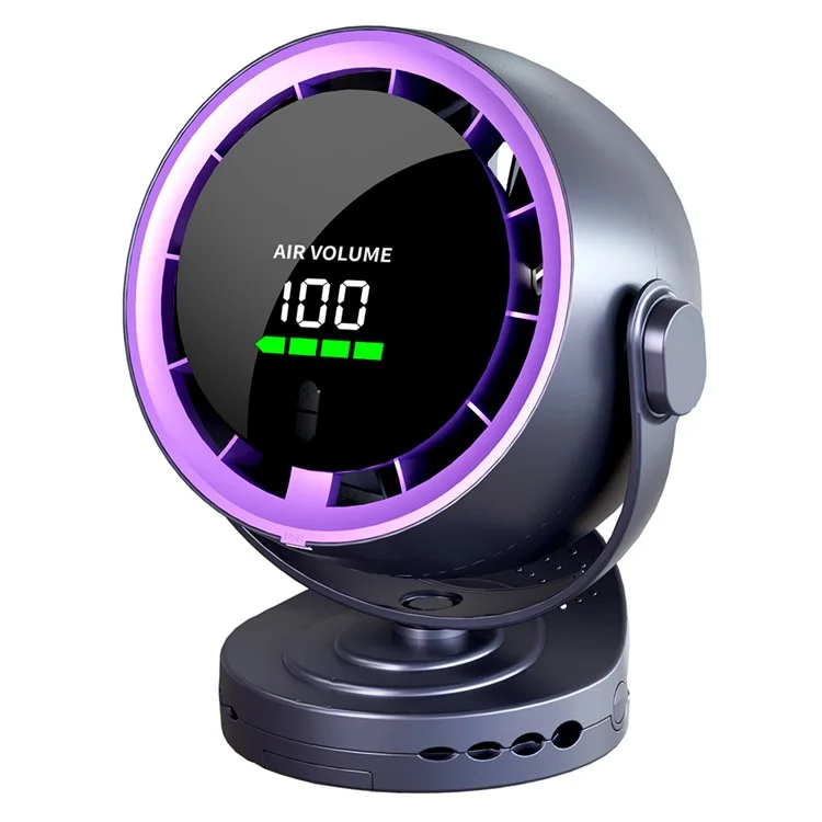 Ventilador mini de escritorio con pinza, pantalla digital, montaje en pared, ventilador de refrigeración turbo de alta velocidad, 100 velocidades ajustables - Morado