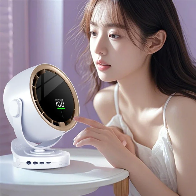 Ventilador mini de escritorio con pinza, pantalla digital, montaje en pared, ventilador de refrigeración turbo de alta velocidad, 100 velocidades ajustables - Morado