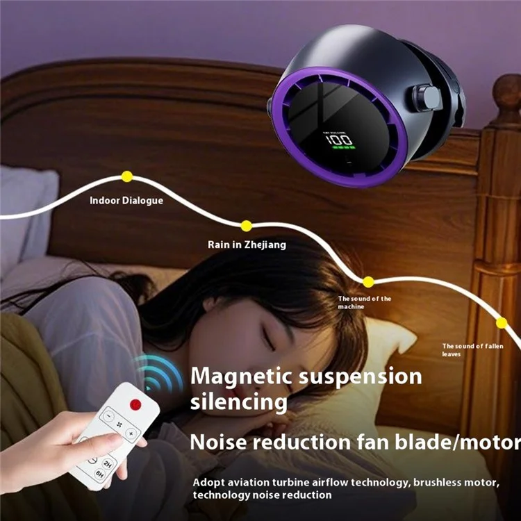 Desk Mini Fan with Clamp Digital Display Wall-Mount Cooling Fan Turbo High-Speed Circulating 100-Speed Adjustable - Grey