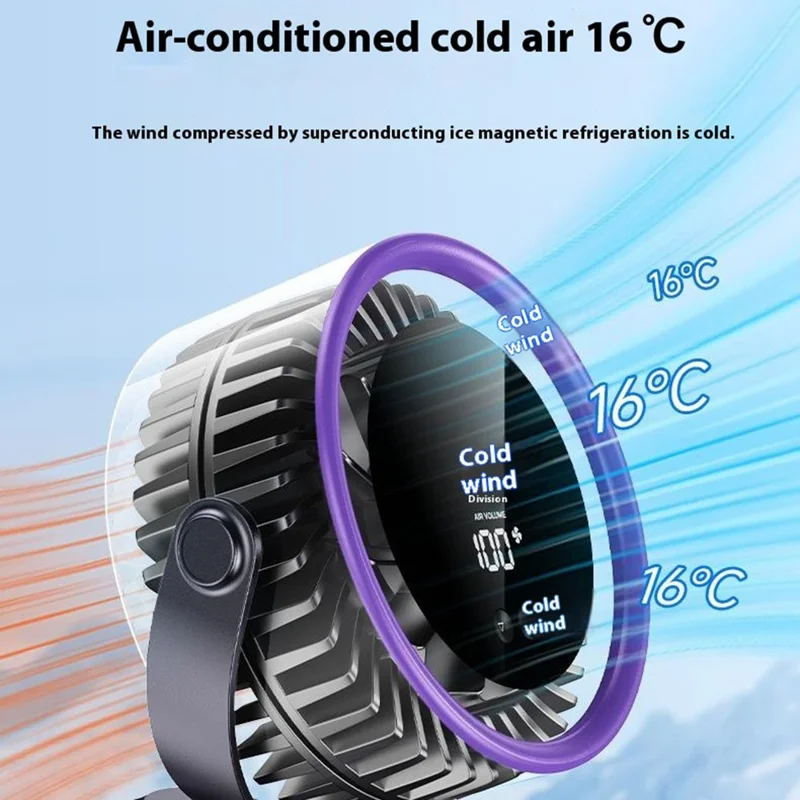 Desktop Fan 100 Speed Settings Circulation Cooling Fan Digital Display Turbo Wall Mounted Table Fan - Beige