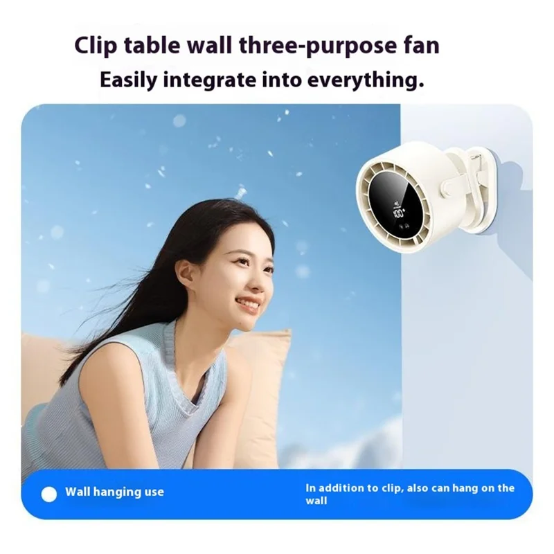 Desktop Fan 100 Speed Settings Circulation Cooling Fan Digital Display Turbo Wall Mounted Table Fan - Beige