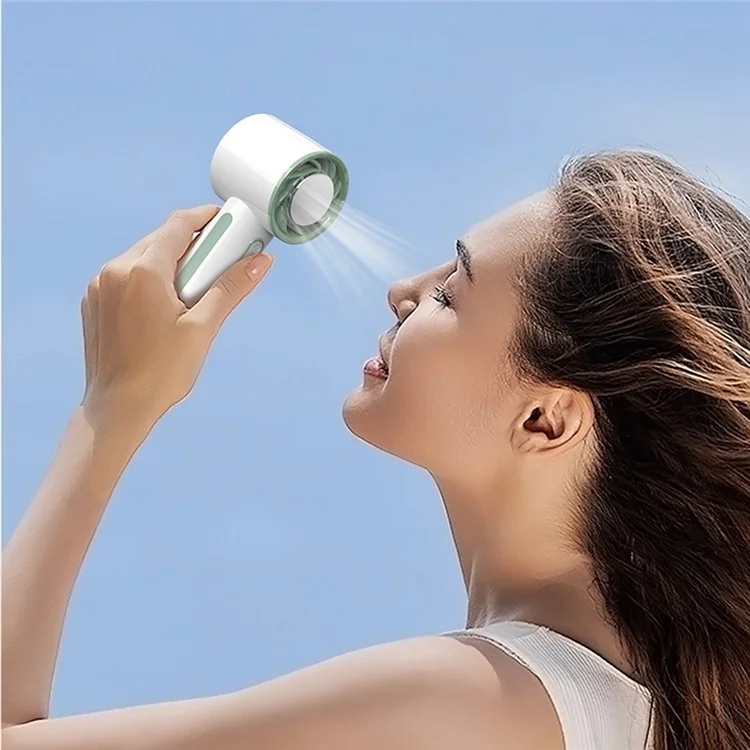 Portable USB Mini Fan Rechargeable 3600mAh Battery 3 Speed Settings Desktop Handheld Cooling Fan - White