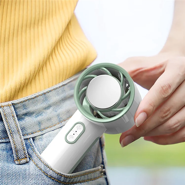 Portable USB Mini Fan Rechargeable 3600mAh Battery 3 Speed Settings Desktop Handheld Cooling Fan - White