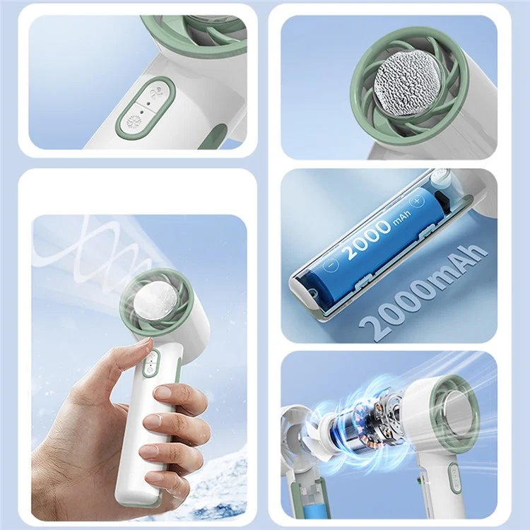 Portable USB Mini Fan Rechargeable 3600mAh Battery 3 Speed Settings Desktop Handheld Cooling Fan - White