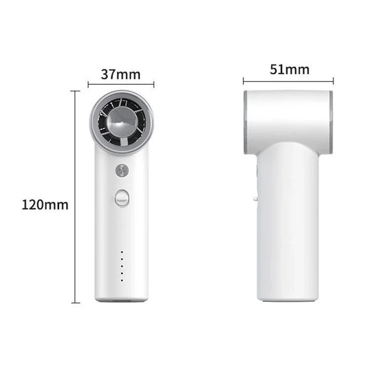 BL03 High Speed Turbo Handheld Fan Rechargeable 5 Gears Adjustable Mini Portable Desk Fan - White