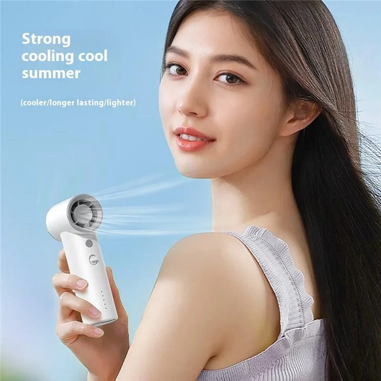 BL03 High Speed Turbo Handheld Fan Rechargeable 5 Gears Adjustable Mini Portable Desk Fan - White