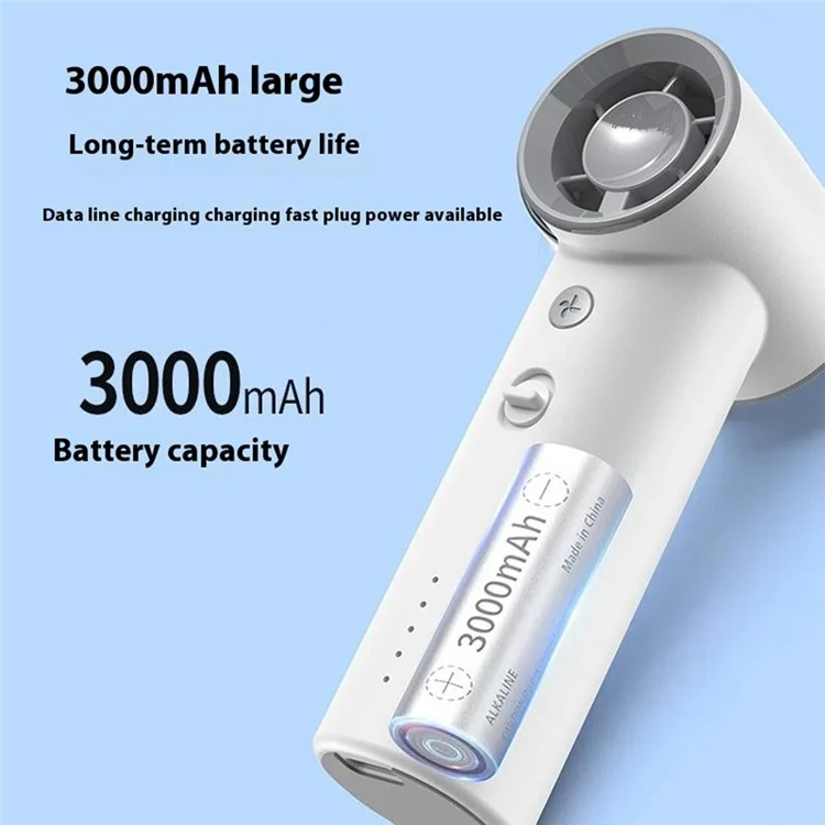 BL03 High Speed Turbo Handheld Fan Rechargeable 5 Gears Adjustable Mini Portable Desk Fan - White