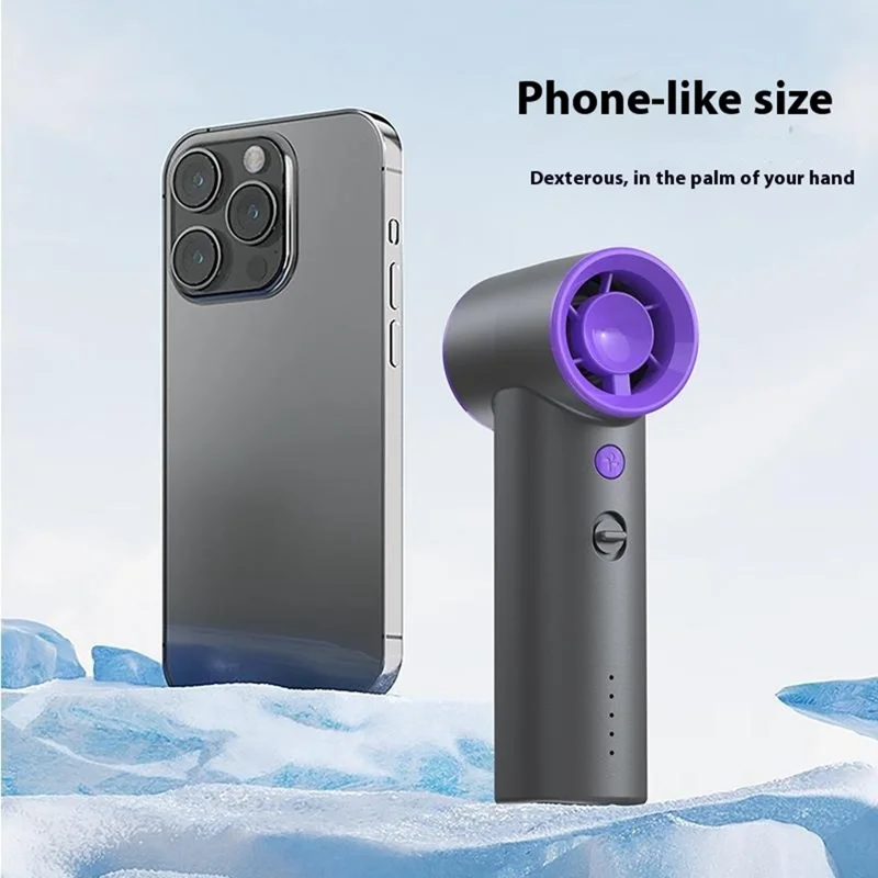 BL03 High Speed Turbo Handheld Fan Rechargeable 5 Gears Adjustable Mini Portable Desk Fan - Grey
