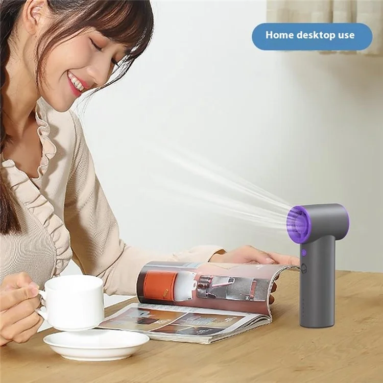 BL03 High Speed Turbo Handheld Fan Rechargeable 5 Gears Adjustable Mini Portable Desk Fan - Grey