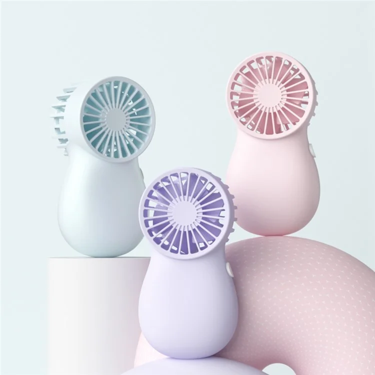 Mini tragbarer Ventilator mit 3 Geschwindigkeitsstufen, 1200-mAh-Akku, USB-aufladbar, leiser Handventilator (Ohne Display) - Blau