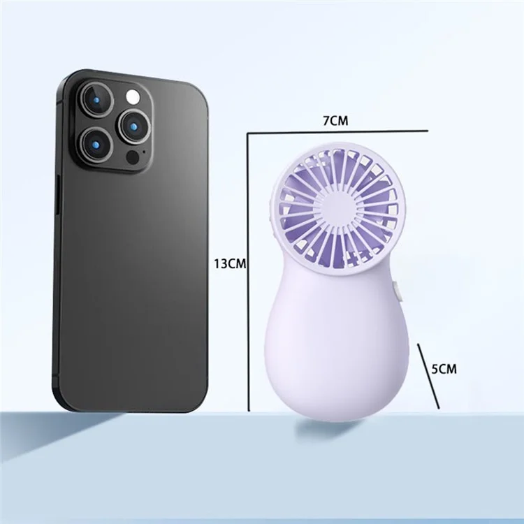 Mini tragbarer Ventilator mit 3 Geschwindigkeitsstufen, 1200-mAh-Akku, USB-aufladbar, leiser Handventilator (Ohne Display) - Blau