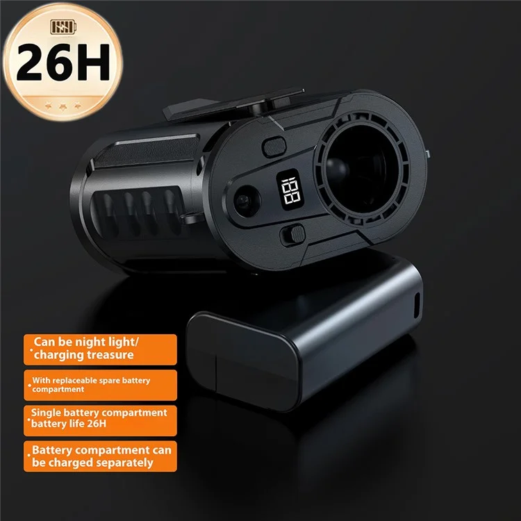 G20 Portable Waist Fan Rechargeable 5 Speed Adjustable LED Flashlight Power Bank Belt Fans for Hiking, Riding