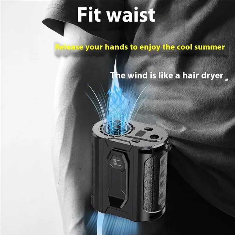 G20 Portable Waist Fan Rechargeable 5 Speed Adjustable LED Flashlight Power Bank Belt Fans for Hiking, Riding