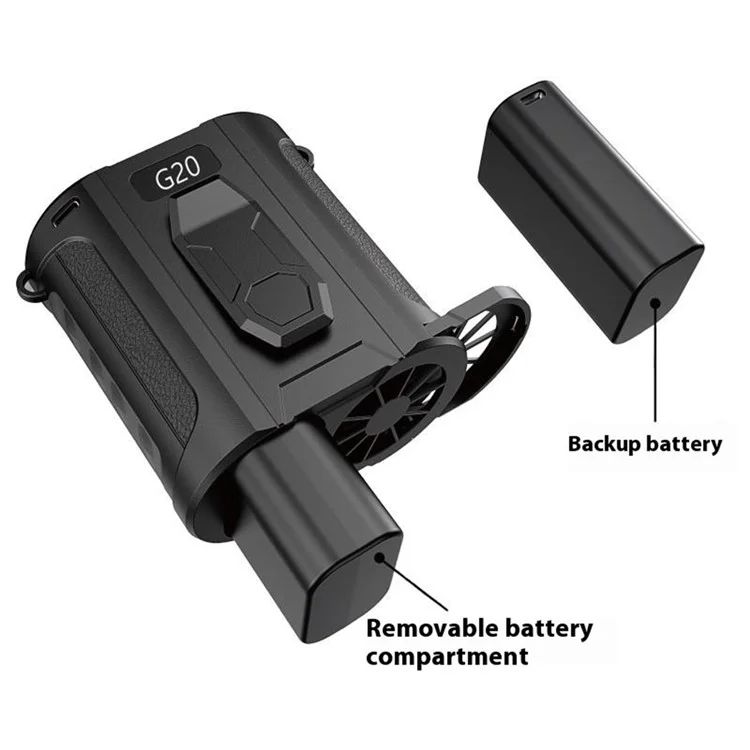G20 Portable Waist Fan Rechargeable 5 Speed Adjustable LED Flashlight Power Bank Belt Fans for Hiking, Riding