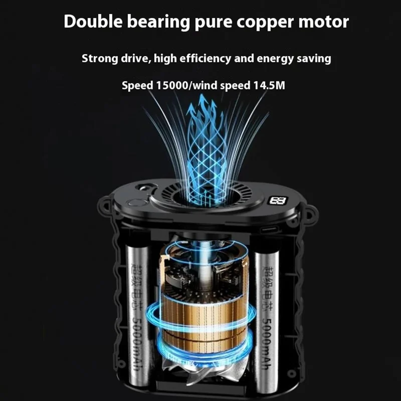 G30 Portable Waist Fan with Stand 5 Speed 8000mAh Rechargeable Belt Fan with Power Bank and LED Light