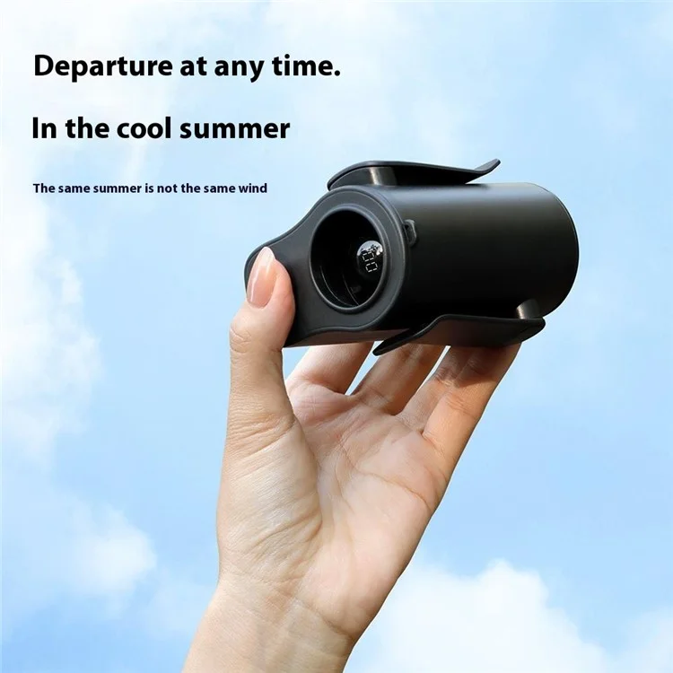 H20 Portable Waist Hanging Fan 100 Speeds 13000RPM Rechargeable Clip-On Belt Fan for Camping / Outdoor - Black