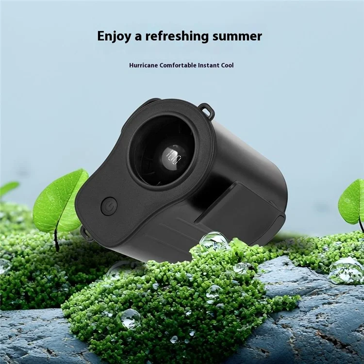 H20 Portable Waist Hanging Fan 100 Speeds 13000RPM Rechargeable Clip-On Belt Fan for Camping / Outdoor - Black