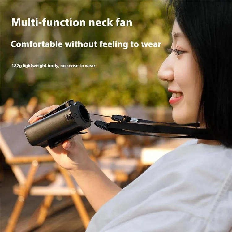 H20 Portable Waist Hanging Fan 100 Speeds 13000RPM Rechargeable Clip-On Belt Fan for Camping / Outdoor - Black
