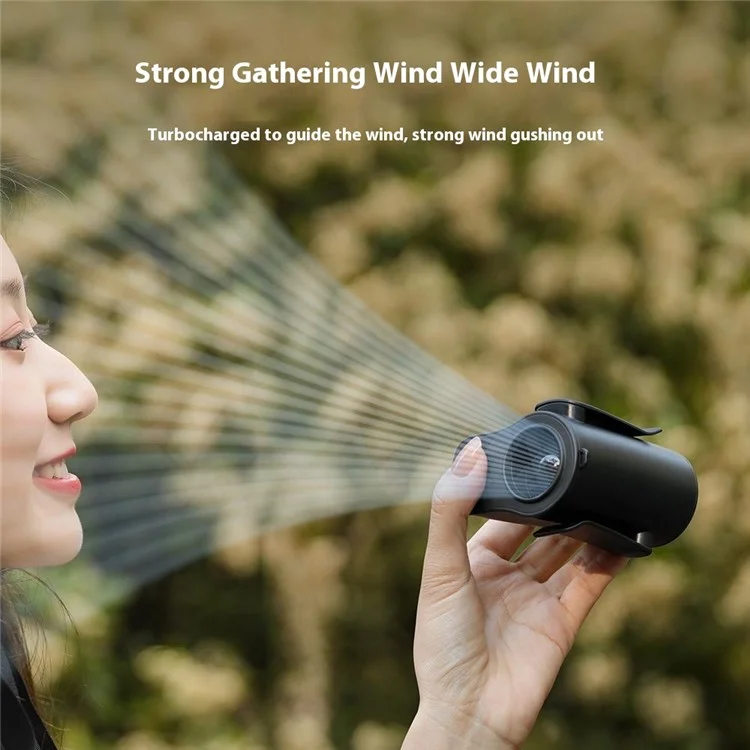 H20 Portable Waist Hanging Fan 100 Speeds 13000RPM Rechargeable Clip-On Belt Fan for Camping / Outdoor - Black