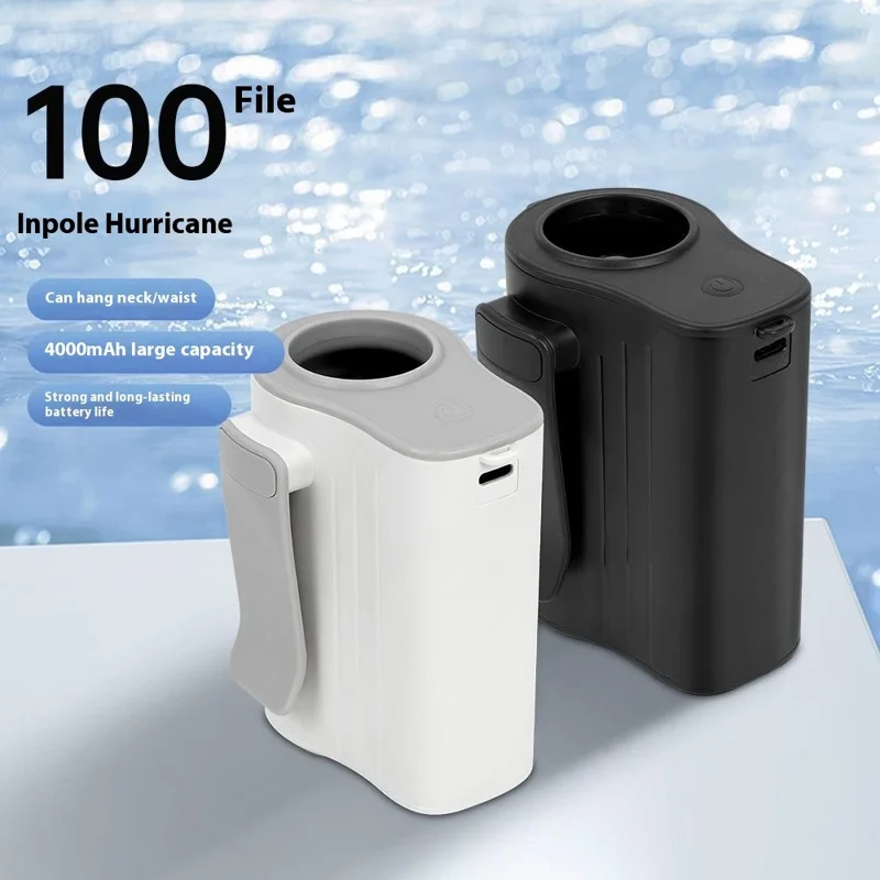 H20 Tragbarer Taillenlüfter mit 100 Geschwindigkeiten 13000 U/min Aufladbarer Clip-on Gürtelventilator für Camping / Outdoor - Weiß