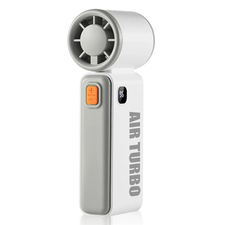 WH-14 Ventilatore Portatile Mini Turbo 19500 RPM Alta Velocità con 100 Livelli di Regolazione, Display Digitale Ricaricabile - Bianco