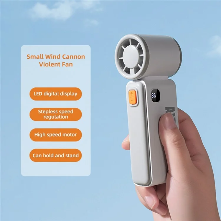 WH-14 Ventilatore Portatile Mini Turbo 19500 RPM Alta Velocità con 100 Livelli di Regolazione, Display Digitale Ricaricabile - Bianco