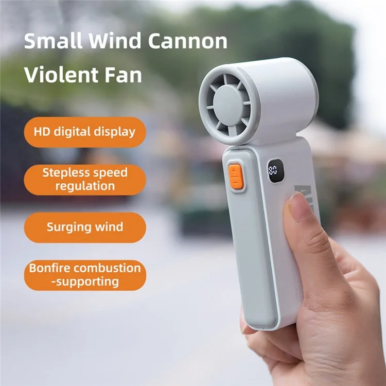 WH-14 Ventilatore Portatile Mini Turbo 19500 RPM Alta Velocità con 100 Livelli di Regolazione, Display Digitale Ricaricabile - Bianco