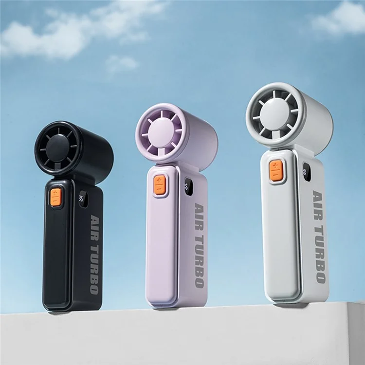 WH-14 Ventilatore Portatile Mini Turbo 19500 RPM Alta Velocità con 100 Livelli di Regolazione, Display Digitale Ricaricabile - Bianco