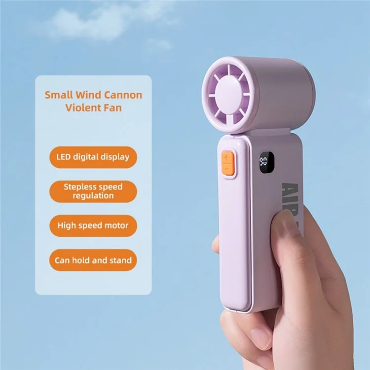 WH-14 Portable Mini Turbo Fan 19500RPM High Speed 100 Speed Adjustable Rechargeable Fan with Digital Display - Purple