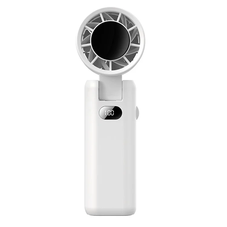 WT22 Portable Mini Fan Rechargeable Turbo Fan 5 Gear Foldable Handheld Cooling Fan with Digital Display - White