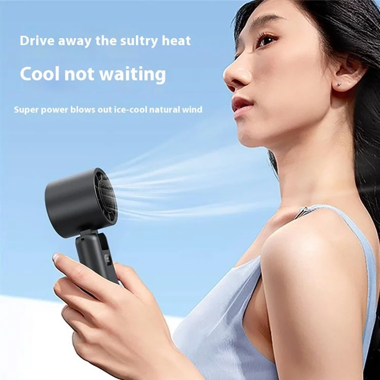 WT22 Portable Mini Fan Rechargeable Turbo Fan 5 Gear Foldable Handheld Cooling Fan with Digital Display - White