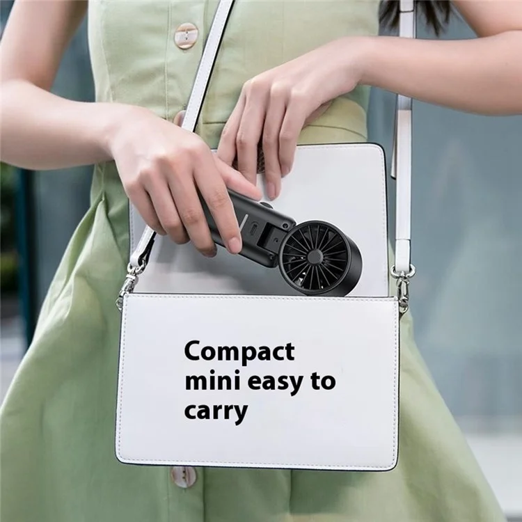 WT22 Portable Mini Fan Rechargeable Turbo Fan 5 Gear Foldable Handheld Cooling Fan with Digital Display - White