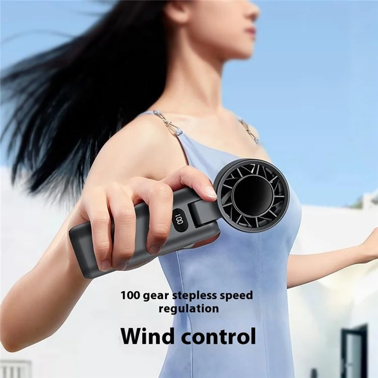 WT22 Portable Mini Fan Rechargeable Turbo Fan 5 Gear Foldable Handheld Cooling Fan with Digital Display - White